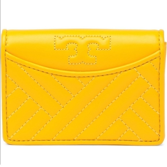 Tory Burch Handbags - New Tory Burch mini wallet bifold yellow leather NWT